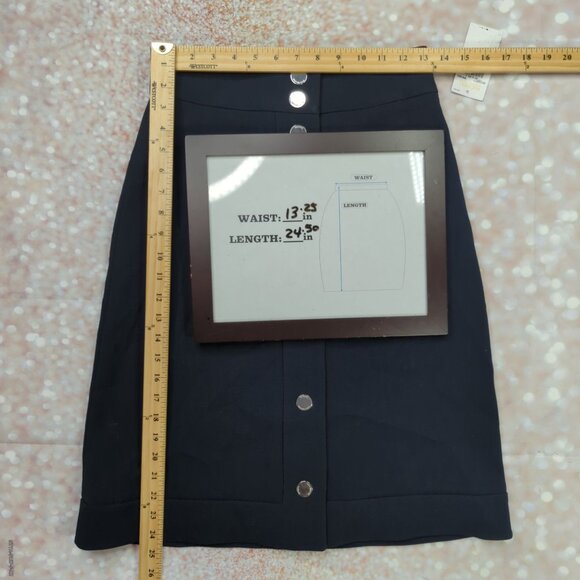 Michael Kors size 2 Navy Blue Womens snap button straight skirt size New - Picture 7 of 8